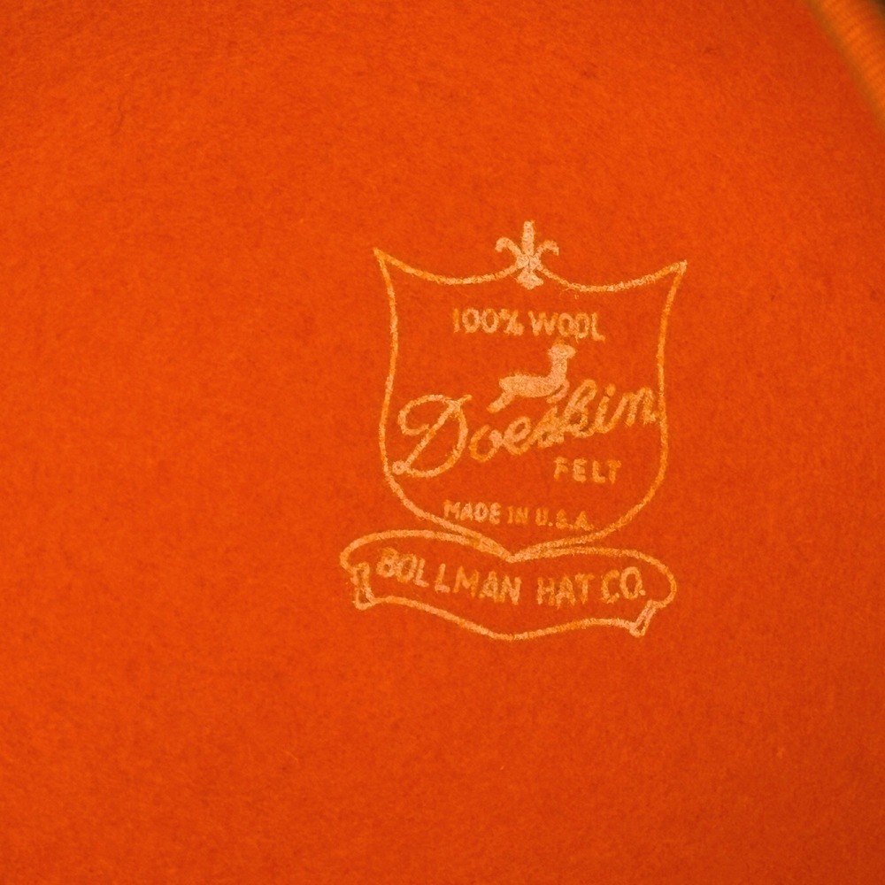 Vintage Bellini New York 100% Wool Felt Derby Church Hat Orange Black Wide Brim - Picture 4 of 13